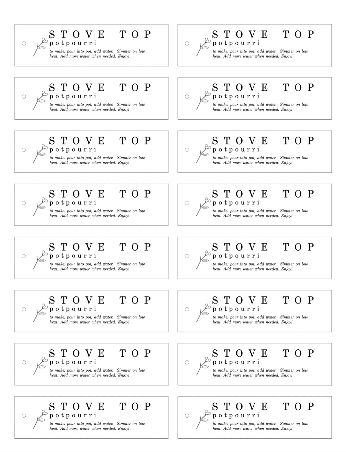 hygge holiday cards and simmer pot potpourri tags